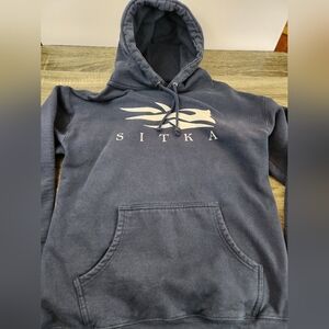 Sitka Gear Hoodie Pullover Sweatshirt Men's Large Blue Long Sleeve Faded